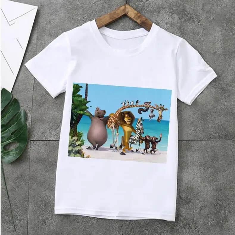 

New Kids Girls T Shirt Summer Baby Boys Animals Of Madagascar Tops Toddler Tees Clothes Children Clothing T-shirts Short Sleeve
