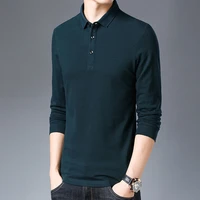top quality new fashion brand mens designer polo shirt solid color plain casual korean long sleeve tops mens clothing
