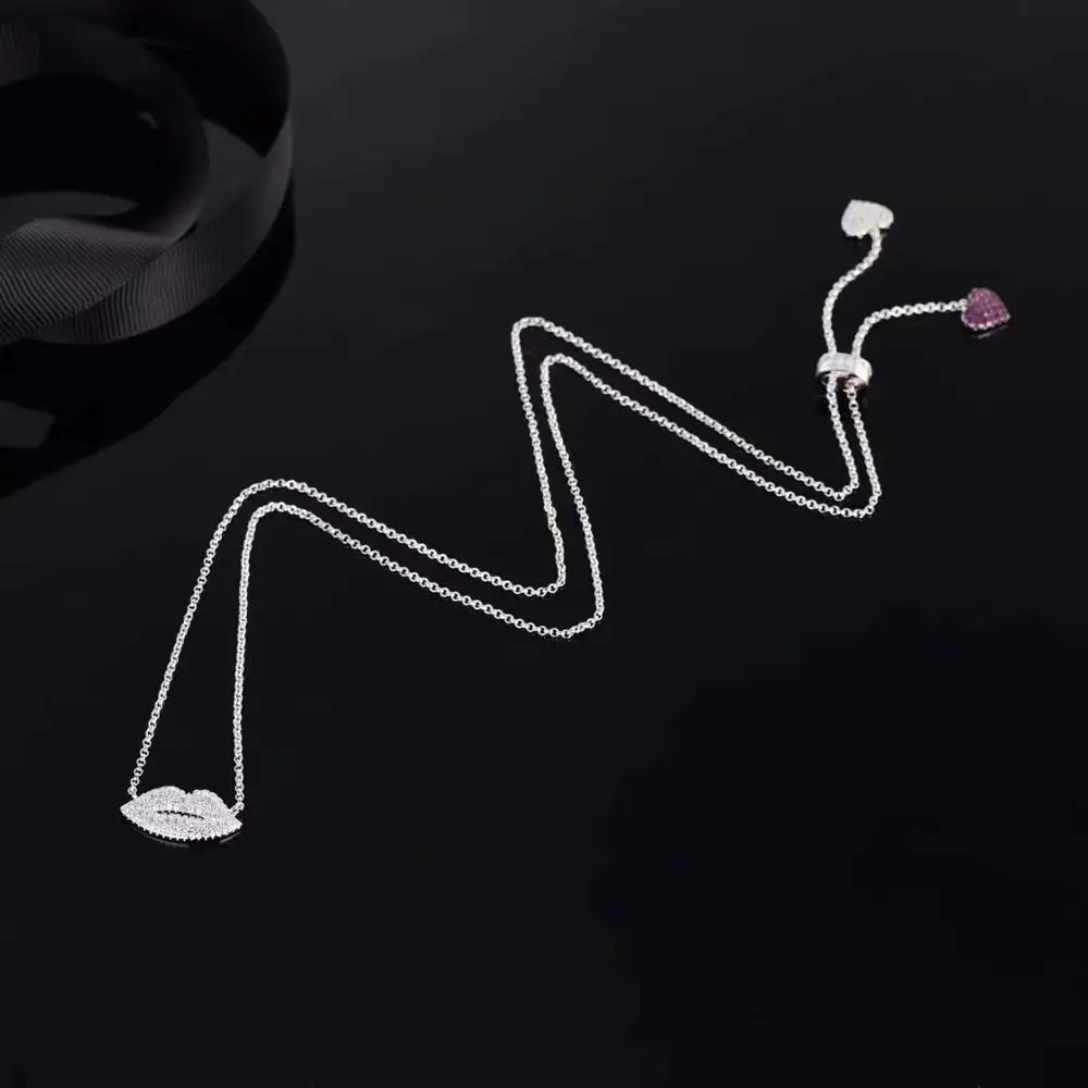 Женская мода ювелирные изделия микро-кристалл белый губы ожерелье с кулоном