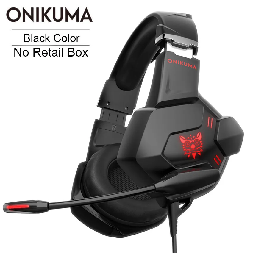 Black No Retail Box ONIKUMA K11 PS4 игровая гарнитура стерео Бас шлем PC Gamer наушники с микрофоном светодиодный для телефона компьютера Xbox 1 планшета iPad - Цвет: Black No Retail Box