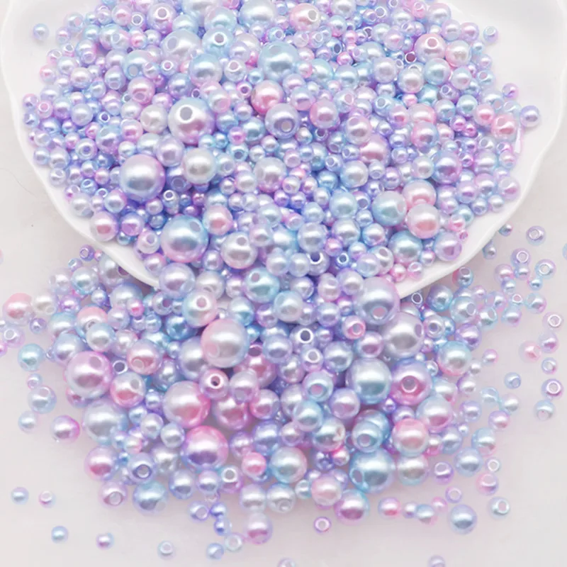

ABS Imitation Pearls Beads Gradients Mermaid Round Loose Acrylic Pearl Bead Diy Hairpin Clothing Handmade Sweing Accessories 10g