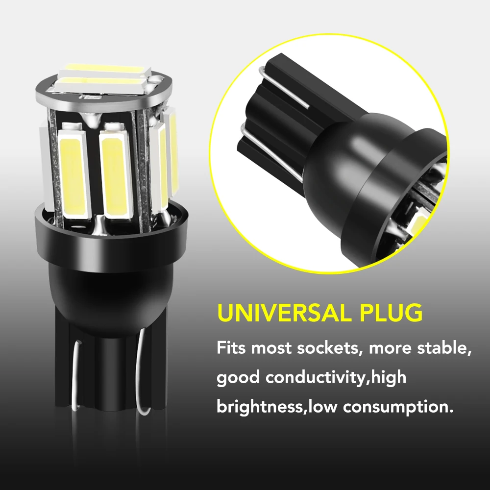 T10 светодиодный W5W 194 168 10 7020 SMD Светодиодная лампа для освещения салона автомобиля