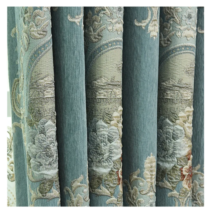 Simple European Style French Living Room Bedroom Chenille Jacquard Relief Shade Curtain Cloth Finished Product | Дом и сад