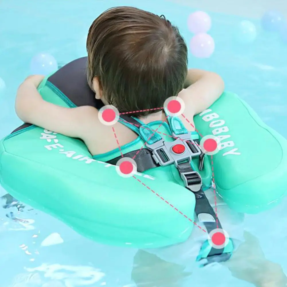 Anillo de nataci&oacute;n sin inflaci&oacute;n para ni&ntilde;os, seguridad para piscina, accesorios para el hogar, equipo de nataci&oacute;n tumbado, engrosado, J0t6-1