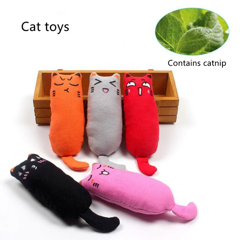 

Cat Grinding Catnip Toys Funny Interactive Plush Cat Toy Kitten Chewing Toy Claws Thumb Bite Cat Mint Expression Toy with Tail