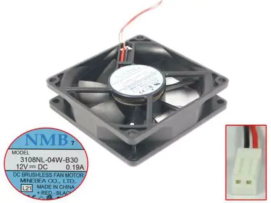 NMB-MAT 3108NL-04W-B30 L21 DC 12V 0.19A 80x80x20 мм 2-проводной Вентилятор охлаждения сервера