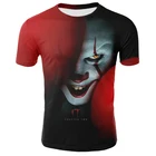 Новый Лидер продаж Клоун футболка мужскойженский универсальный уход за кожей лица 3D печатных ужасов модная футболка свободного кроя Размер XXS-5XL