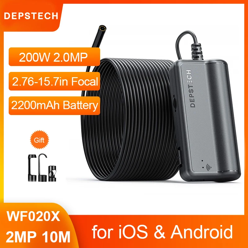 

Беспроводной Эндоскоп DEPSTECH WF020X, камера для осмотра, IP67, Wi-Fi, 1200P
