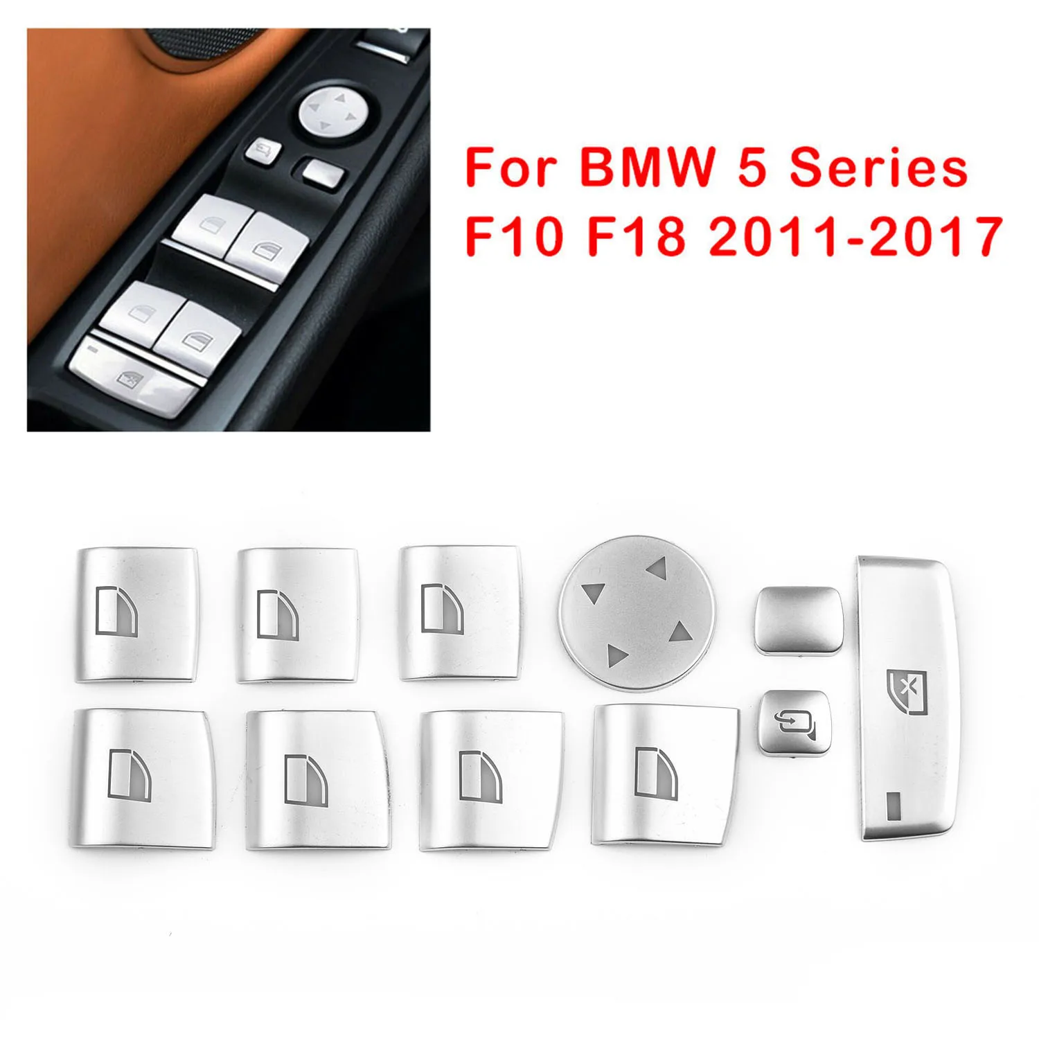 Silver Cover Trim Switch Button 2011-2017 Accessories For BMW 5 Series