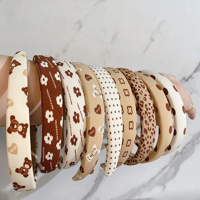 

2021 модный головной убор из губки, винтажные повязки для волос с принтом для женщин и девочек, Женские аксессуары для волос, ободок ручной раб...