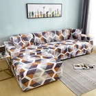 Геометрический декоративный чехол в европейском стиле для дивана на 1234 места, клетчатый эластичный чехол с откидывающейся спинкой и полуостровом для гостиной