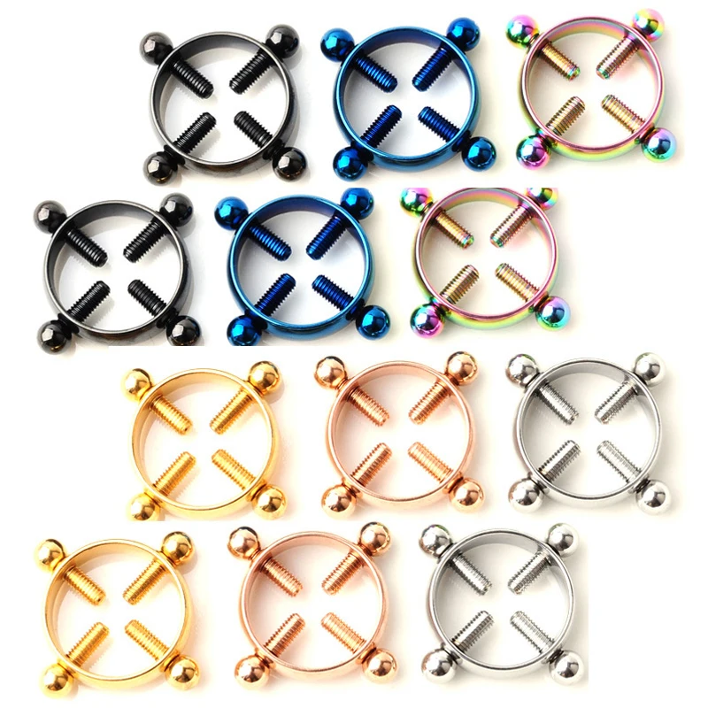 Имитация кольца для сосков не пирсинг винт ногтей зажим из нержавеющей стали