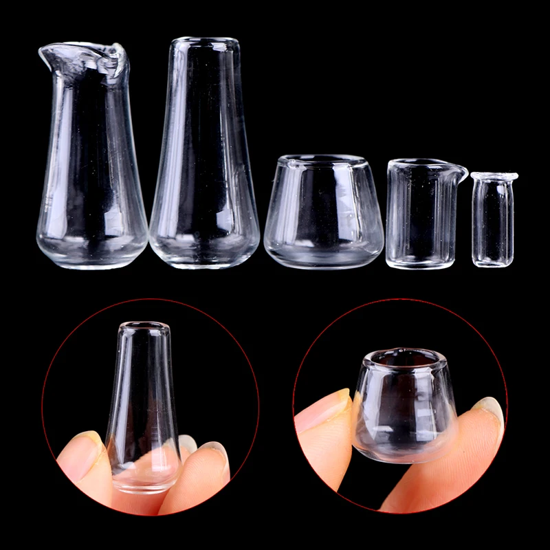 

5Pcs Miniature Glass Cup Drink Cup Bottle Doll House Kitchen 1:12 Scale Dollhouse