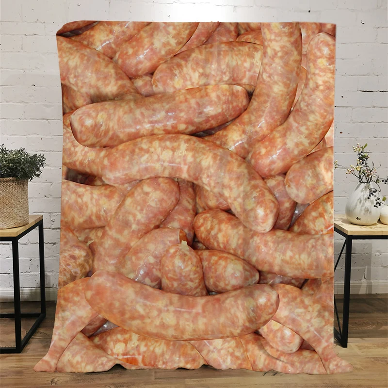 

Sausage Party Food Flannel Blanket Christmas Gift for Girl Boys 3D Print Kids Adults Quilts Home Decor Fashion Partys Blankets
