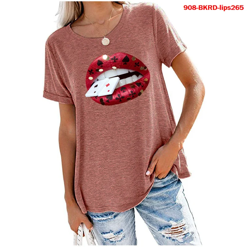 

Sexy Lips Women T-shirt Summer Short Sleeve Tshirt Women Kawaii Red Lips Tumblr Harajuku Aesthetic White Tshirt Tops for Women