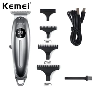 kemei km 1948 all metal professional electric hair trimmer for barber lcd battery indicator display men 0mm hair cutting machine