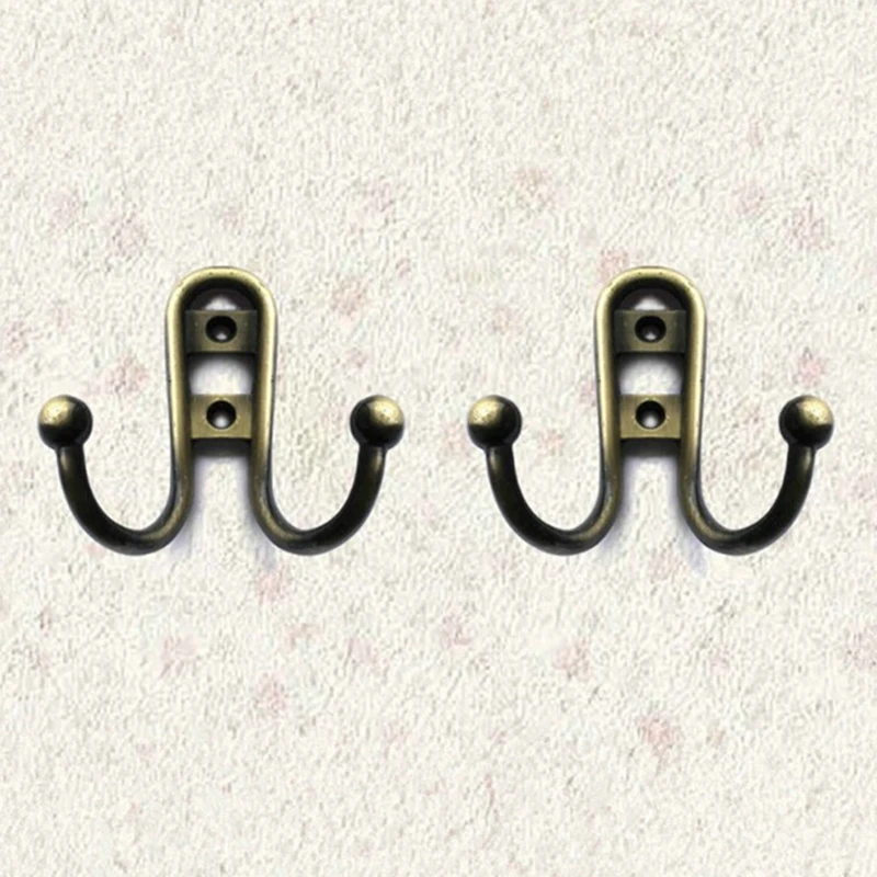 

Creative Double Hook Hanger Retro Bronze Hook Iron Hook Coat Rack Coat Hat Hanger Antique Clothes Hook Bathroom