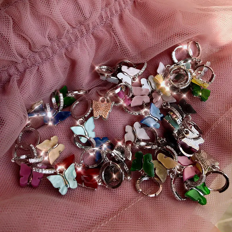 JJFOUCS изысканные серьги-обручи в форме бабочки серьги для девочек серебряного