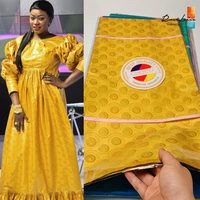 2020 lateset high quality bazin brode basin fabrics senegal 5 yards gold nigerian 100 cotton african dresses lace material