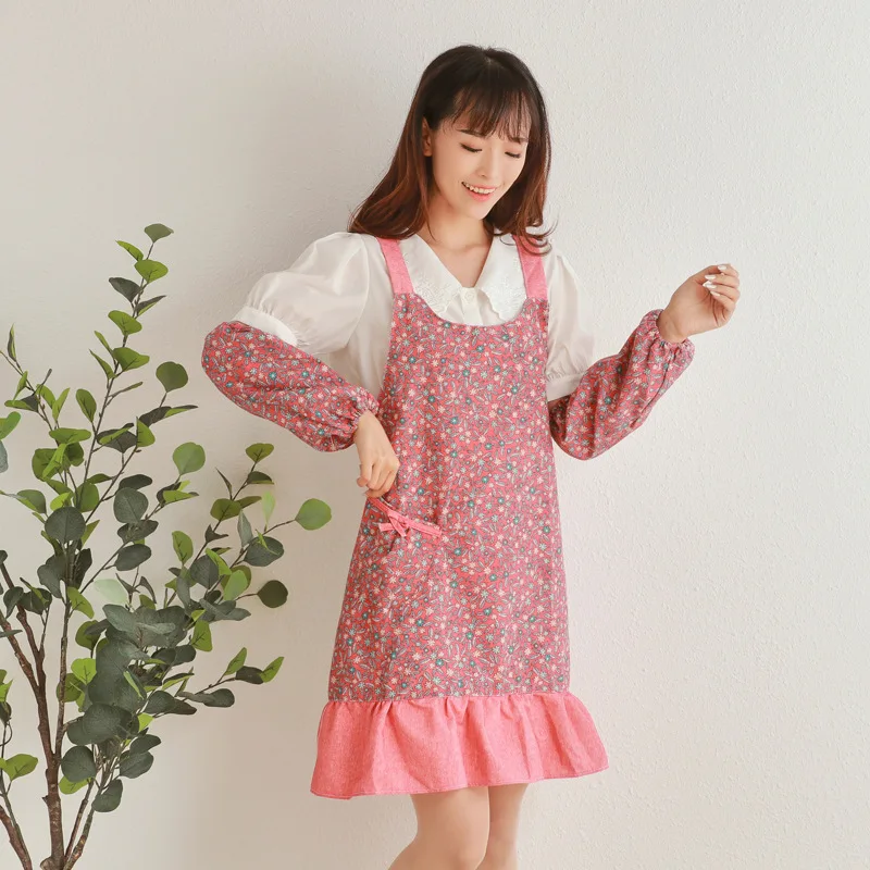 

Flower apron female fashion household kitchen waterproof and oil-proof lovely cooking apron