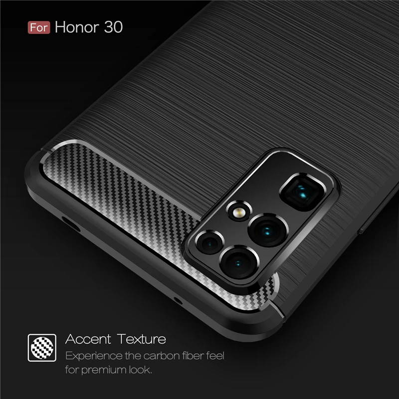 Чехол из углеродного волокна для Huawei Honor 30 Мягкий противоударный силиконовый