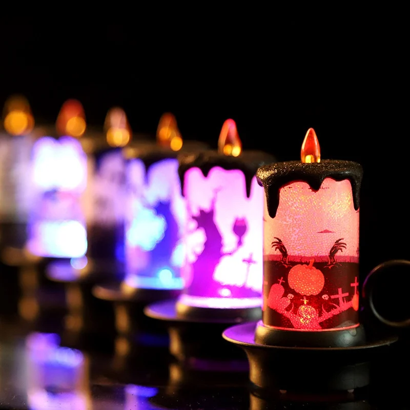 Светодиодные свечи на Хэллоуин яркие беспламенные Свечи батарейках украшения