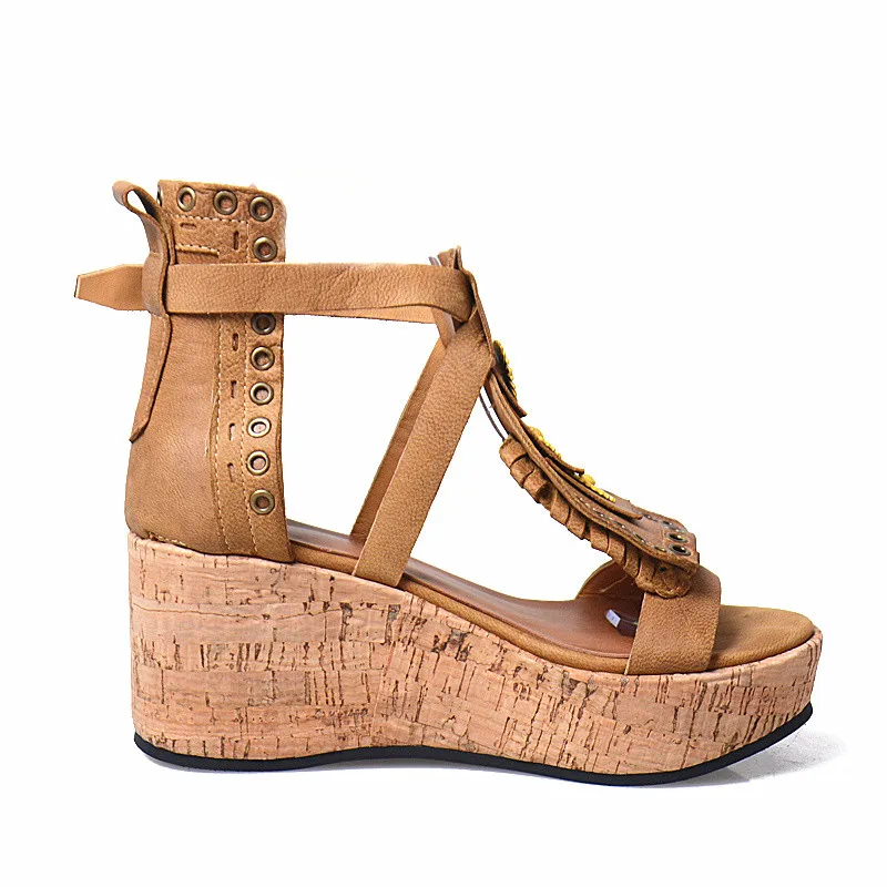 Модные женские сандалии на танкетке Лето гладиаторские для женщин Пикантная