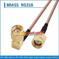 1x pcs dual rp sma male to rpsma rp sma rp sma male 90 degree right angle plug coaxial pigtail jumper rg316 cable