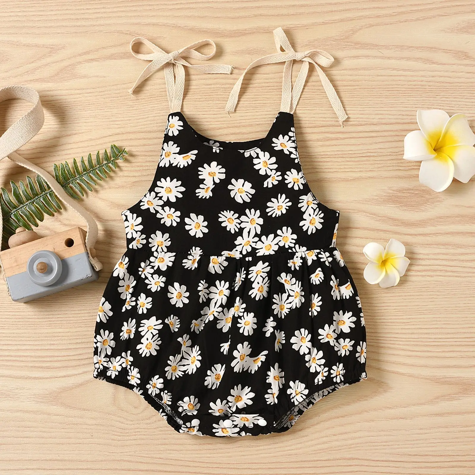 

Summer sleeveless black sunflower baby young children's brief paragraph climb clothes children condole belt clothes