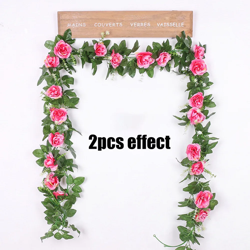 

2X 10Heads Artificial Faux Silk Flower Rose Leaf Garland Vine Wedding Parties Windows Shop Restaurant Office Home Decor