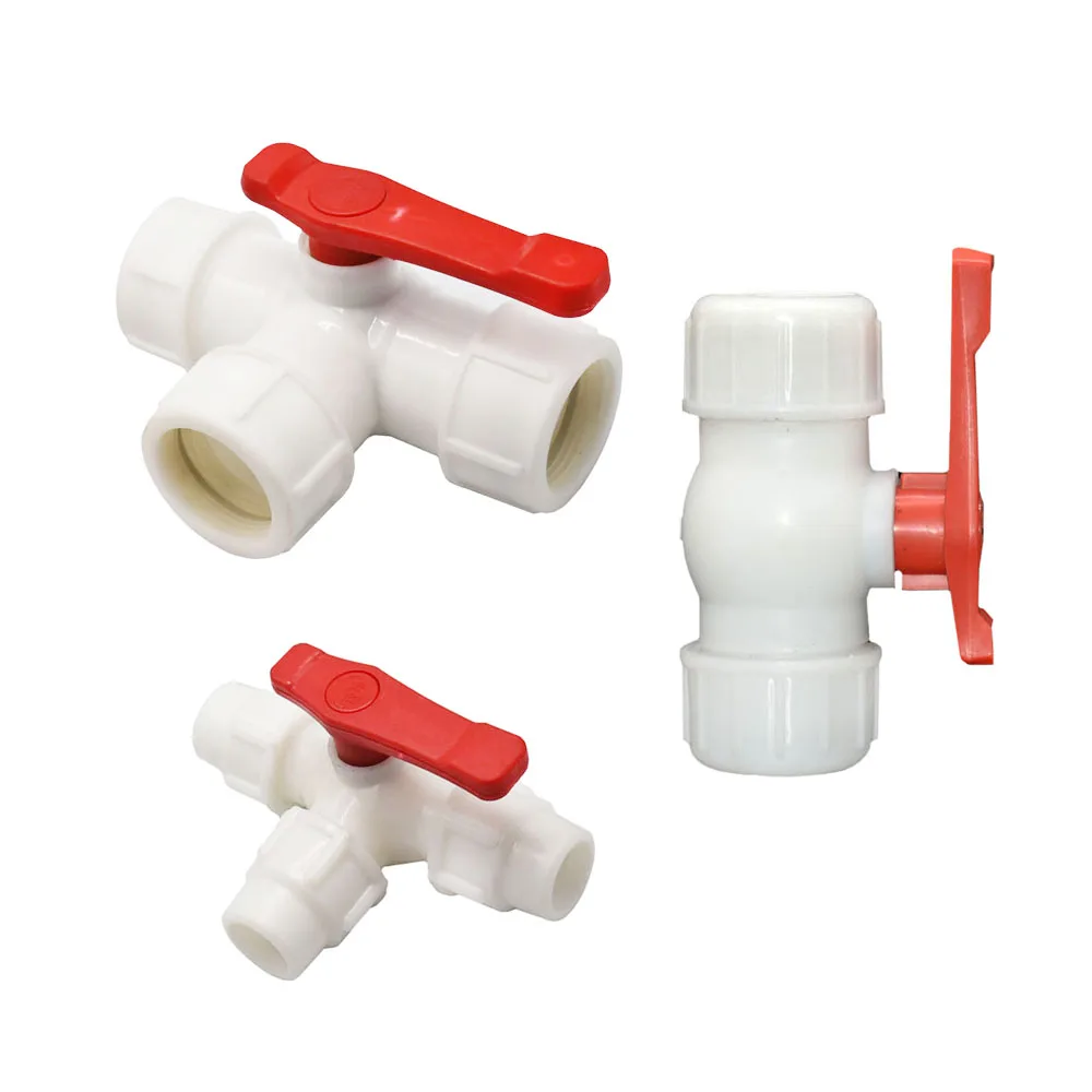 20/25/32/40/50/63mm Water Pipe Tee Coupler Plastic Ball Valve 3-Way Quick Connector T-Type PVC PE Fast Connection 1pcs