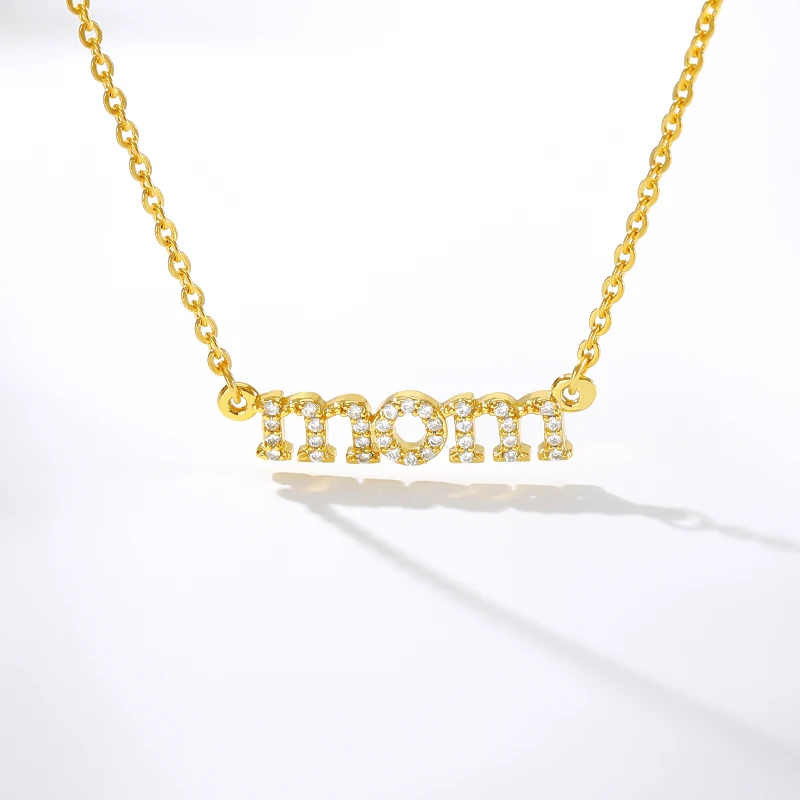 Модное ожерелье с подвесками в виде надписи Мама кристаллами цепочка золотого