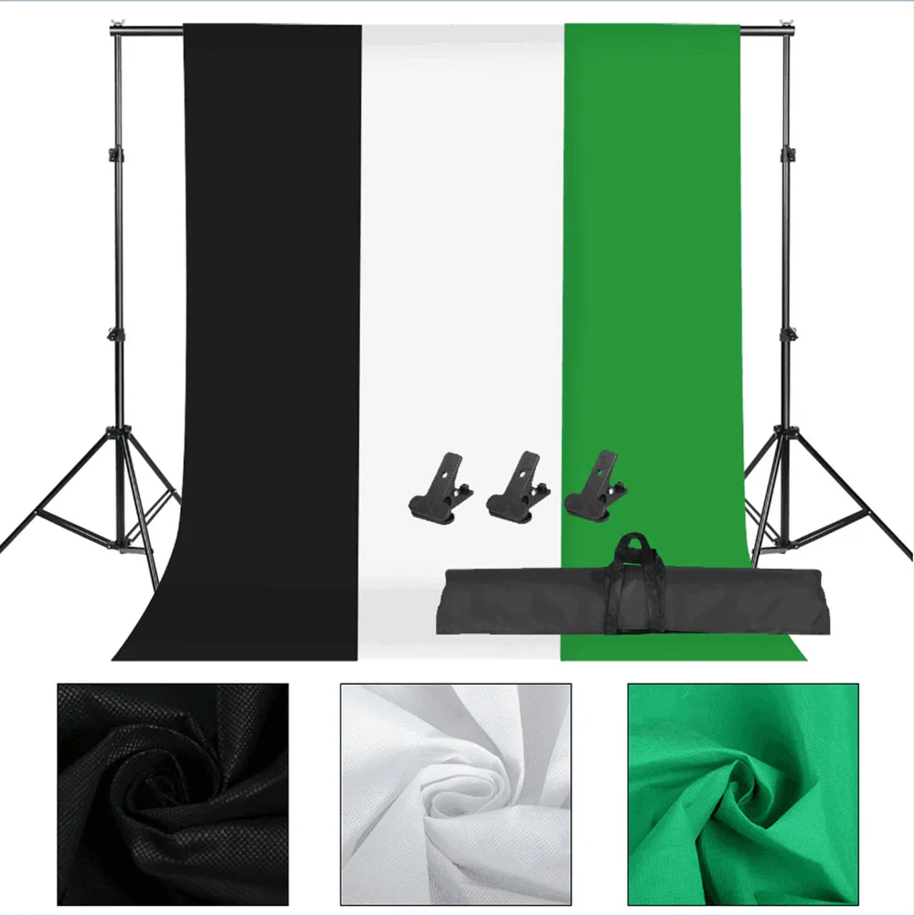 backdrop kit Фотостудия софтбокс белый черный зеленый экран лампа для фоновой подсветки стенд зонтичное освещение комплект - Цвет: backdrop kit