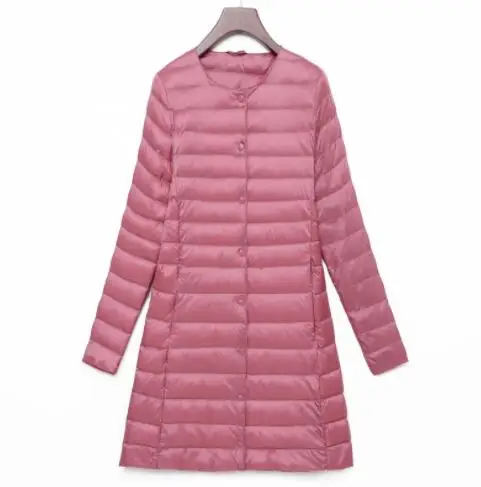 button pink SEDUTMO зима плюс размер 4XL женские пуховики ультра легкое пальто длинная куртка-пуховик повседневные Черные осенние парки ED838 - Цвет: button pink