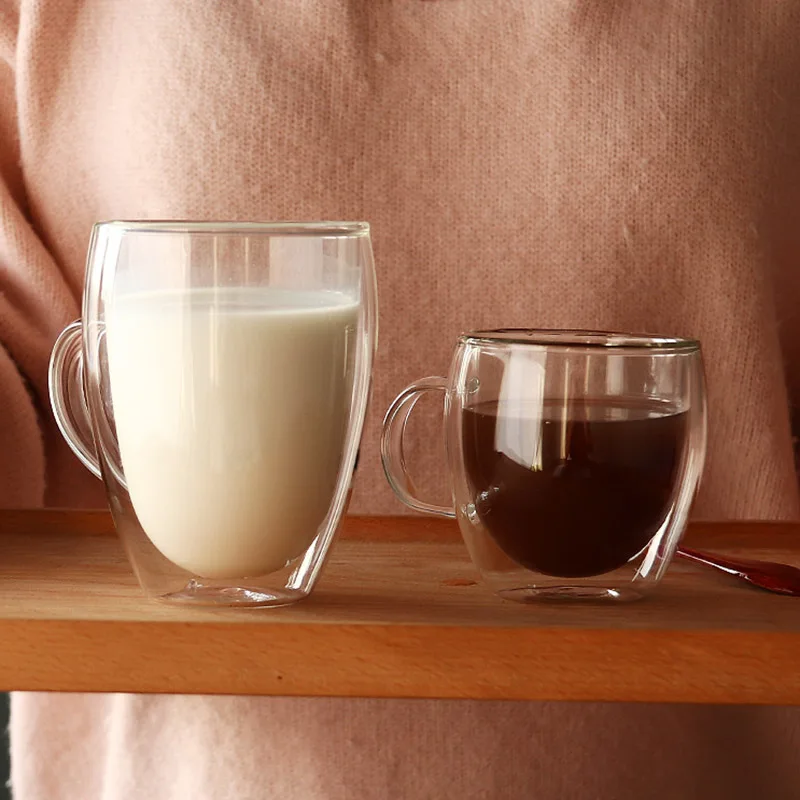Новинка 1 шт. 100 400 мл двухслойная термостойкая прозрачная стеклянная чашка