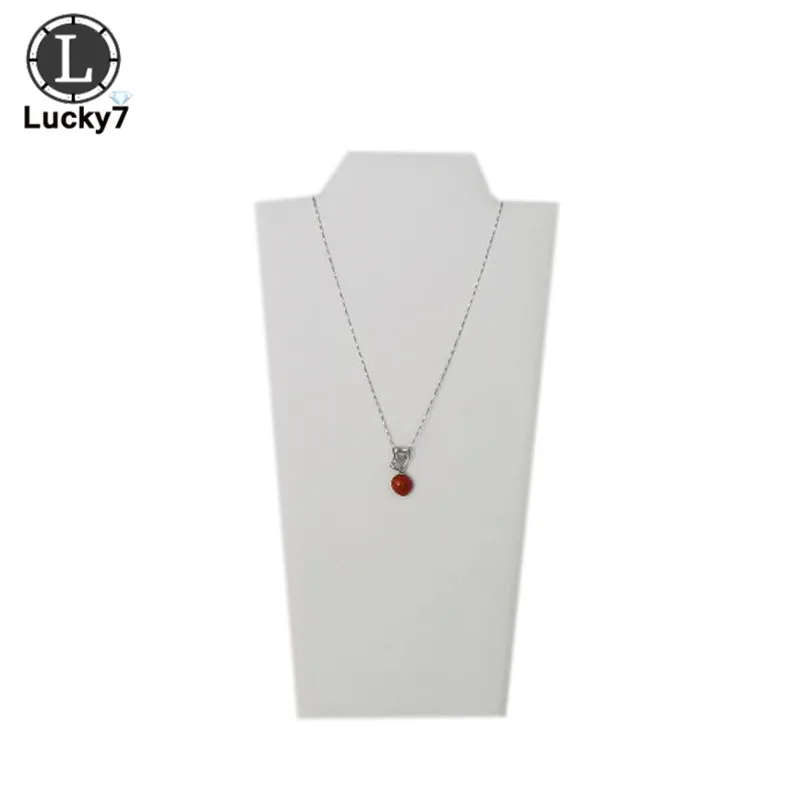 White Leather 3 цвета складное ожерелье дисплей пластина подвеска стойка кожаный дисплей ювелирных изделий стенд ожерелье держатель 12*23 см - Цвет: White Leather