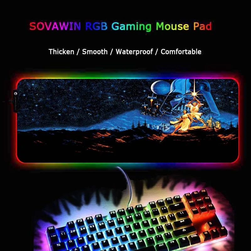 Yuzuoan Звездные войны RGB светодиодный 7 цветов подсветка большой игровой коврик для