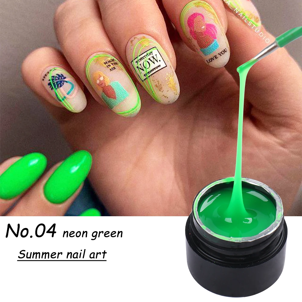 

2021 Luminous Spider Gel Set Glow In Dark Reflective Gel Polish Nail Art Decorations Neon Lines Painting Varnishes Manicure