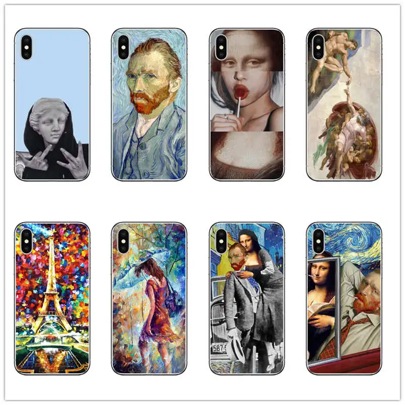 Van Gogh MONA LISA DAVID Phone Case Art Paint Pattern Print TPU Silicone for iphone 8 7 6 PLUS 5 X XR XS MAX 6S 5S SE Cover | Мобильные