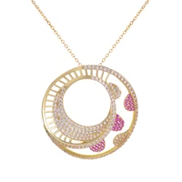round coloful diamond accent multi circle pendant necklace dancing diamond endless love double halo circle necklaces for women