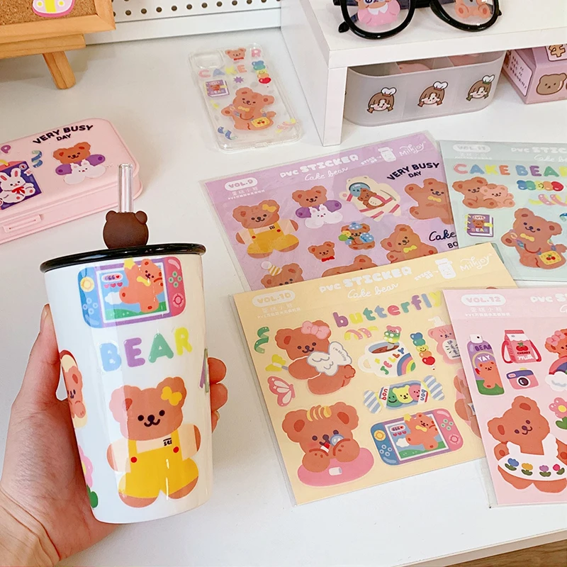 

INS Bear Sticker DIY Scrapbook Base Collage Mobile Computer Diary Happy Plan Gift Sealing Decoration Sticker