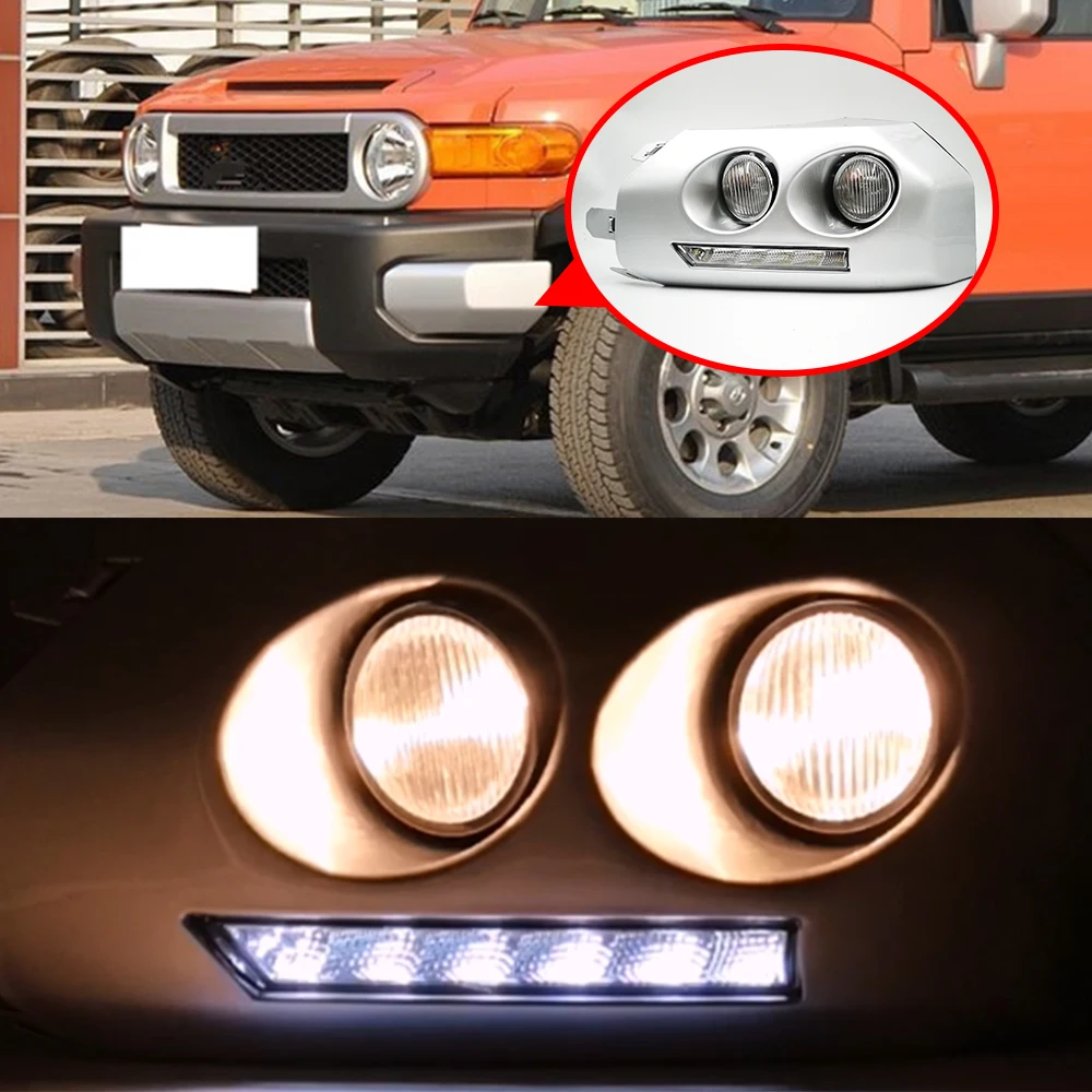 1 пара светодиодный льных светодиодных ДХО дневные ходовые огни для Toyota Fj Cruiser 2007