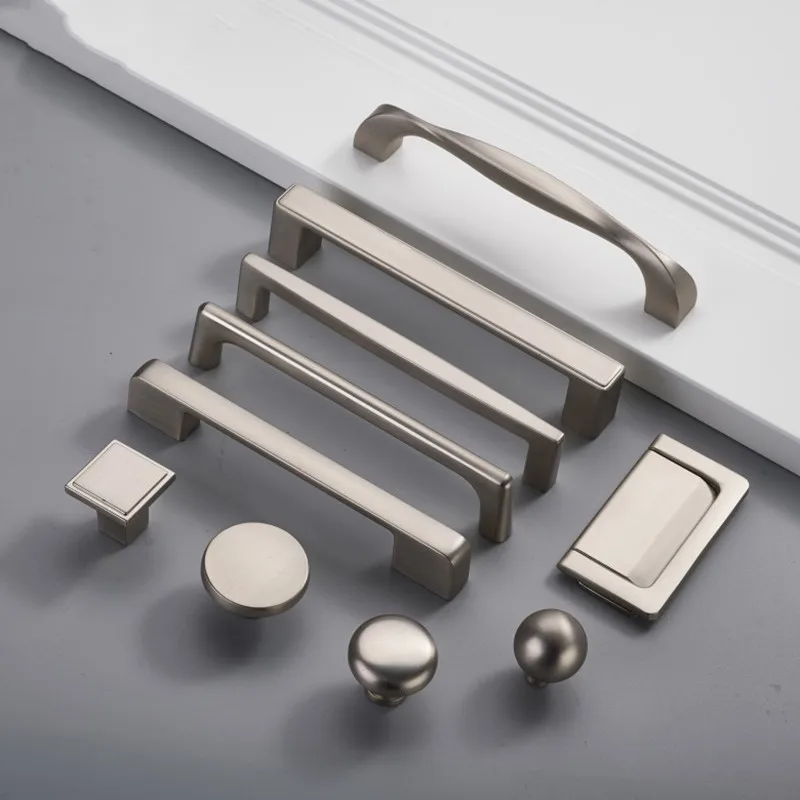 

New Simple Grey Cabinet Door Handle Matte Brushed Bedroom Wardrobe Drawer Single Hole Knob Luxury Furniture Decoration Handle