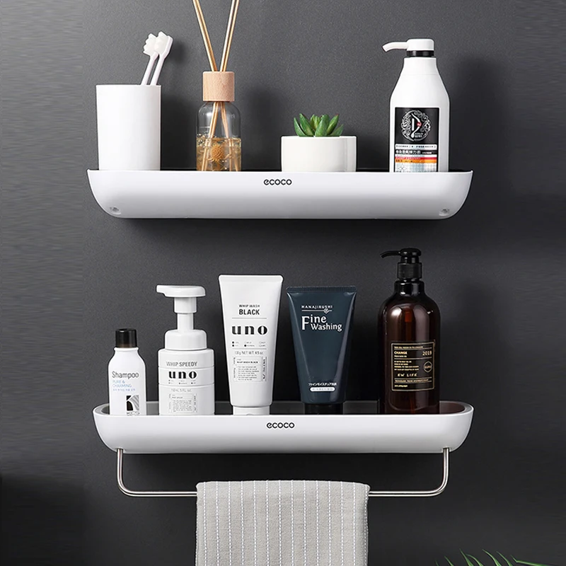 

Wall Mounted Adhesive Bathroom Shelf Organizer Shampoo Spices Shower Storage Rack Holder Bathroom Accessories