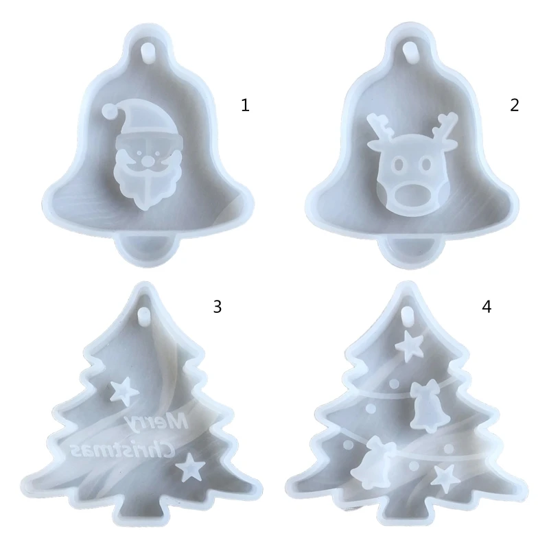 

Christmas Tree Bell Elk Pendant Casting Silicone Mould Crystal Epoxy Resin Mold DIY Crafts Aromatherapy Wax Aroma Gypsum