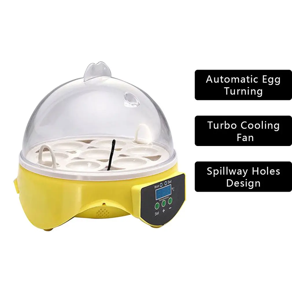 

Digital Egg Incubator 7 Eggs Half Automatic Hatcher With Eggtester Automatic Egg Turning Farm Hatchery Machine