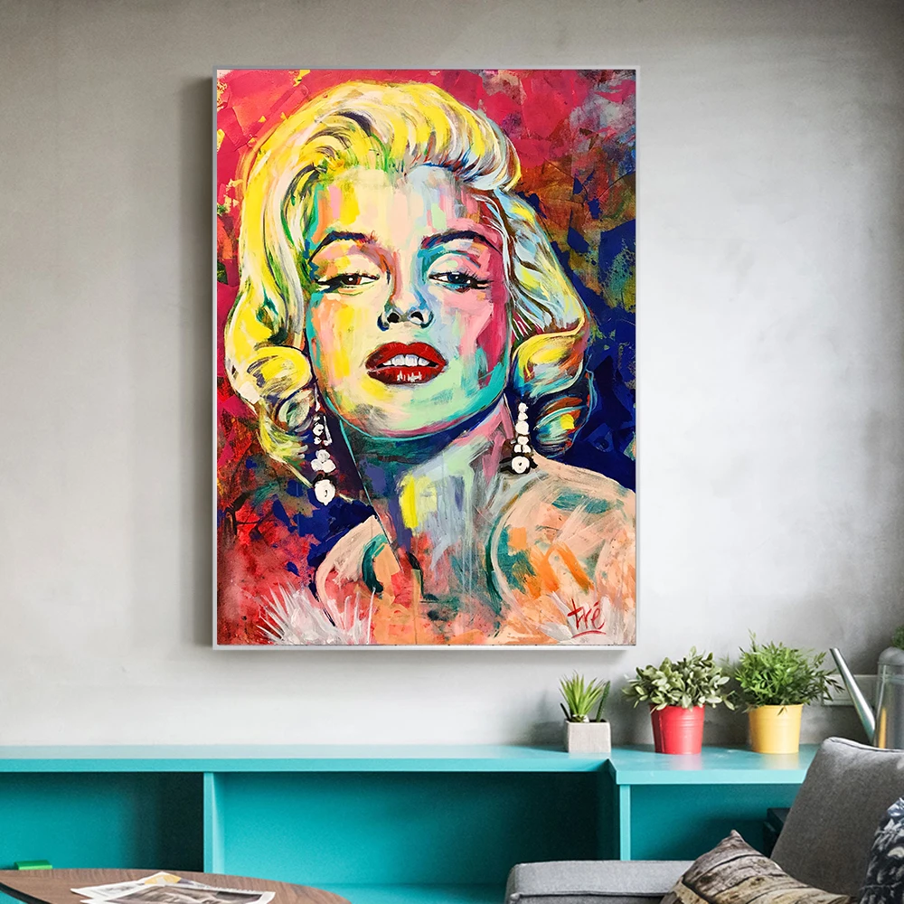 

Colorful Monroe Canvas Painting Portrait Abstract Posters and Prints Canvas Wall Art Pictures for Living Room Home Decoration