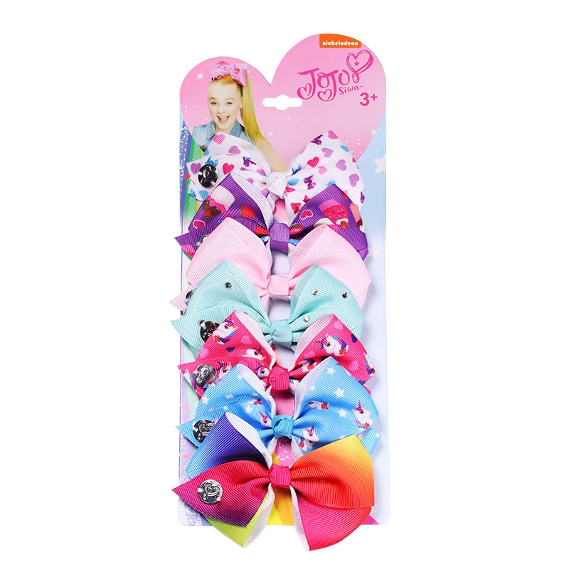 

7 Pieces/set Jojo Siwa/jojo Bows Hair Bows Clips for Girls One-week-used Bowknot Hairgrips Ribbon Bow Hairpin Hair Accessories