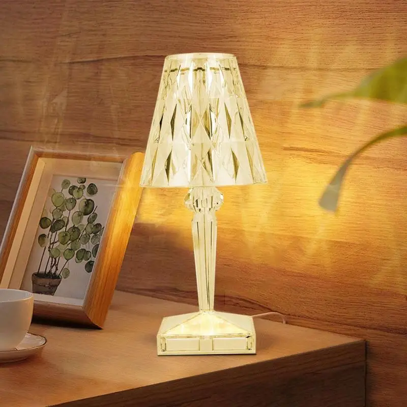 

Алмазная настольная лампа с USB-зарядкой, акриловый декоративный светильник для спальни, прикроватный светильник с кристаллами, подарок, ноч...