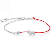 925 sterling silver female sweet bracelet exquisite dog pig red rope excellent bracelet for woman girl fashion jewelry bangle